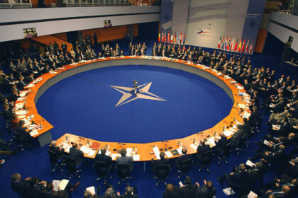 Leaders of the 19 NATO member states convene at the NATO summit November 21, 2002 in Prague, Czech Republic.